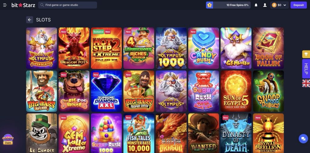BitStarz Slots library: Gates of Olympus, Sugar Rush 1000, Big Bass Splash and more across Pragmatic Play, BGaming and Platipus., captured 2026-06-07