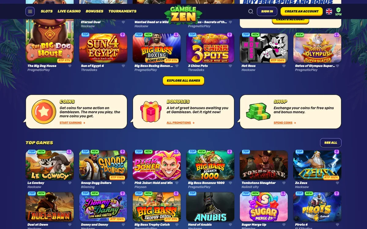 GambleZen games lobby