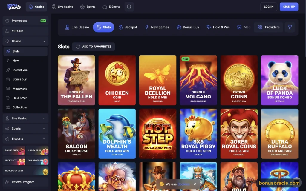 Spin Aura Casino slots lobby